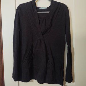 Heathered Black Long Sleeve Hooded Blouse Maurices Size L